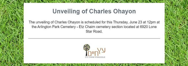 Banner Image for Unveiling for Charles Ohayon